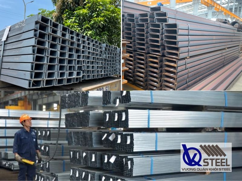 Một bó thép có số lượng sắt hình U tùy theo kích thước thép