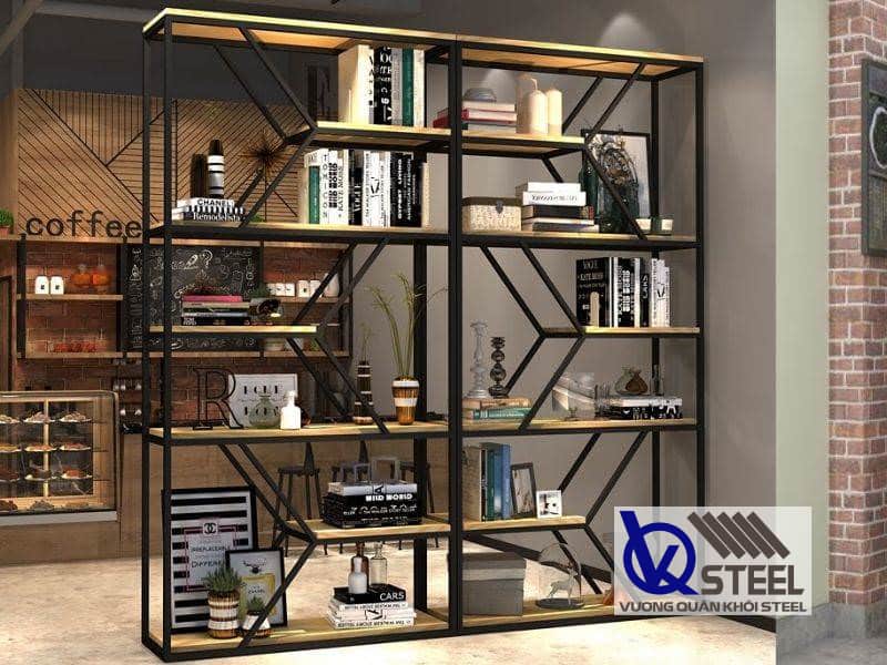 Ứng dụng thép hộp vuông 25 làm kệ trang trí