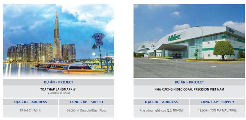Dự án tiêu biểu thi công bằng tôn Việt Nhật