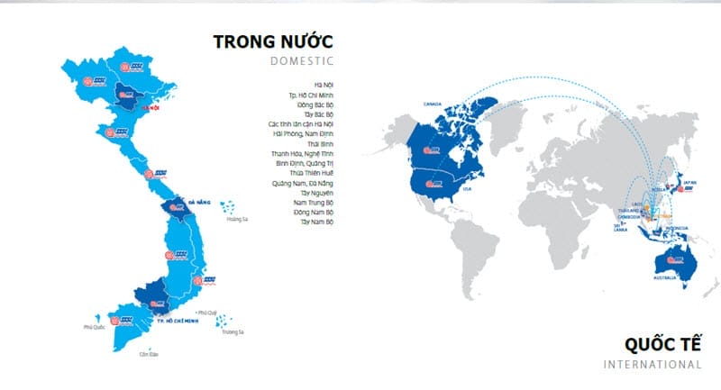 Hệ thống phân phối trong nước và quốc tế của Tôn Việt Nhật