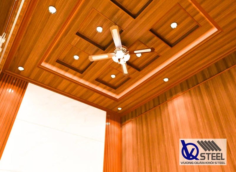Trần xốp giả gỗ phong cách hiện đại