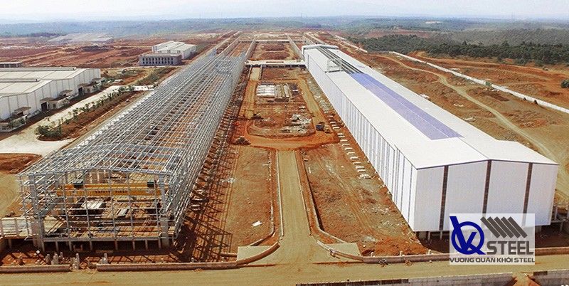 Thép hộp mạ kẽm Hòa Phát ứng dụng xây dựng nhà xưởng tại KCN Nhân Cơ 2