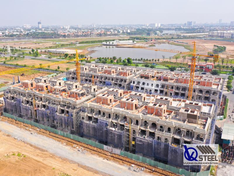 Thép ống mạ kẽm Hòa Phát được sử dụng nhiều tai các công trình xây dựng khu dân cư tại Đồng Tháp