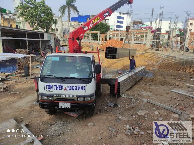 Giao thép hộp vuông đen Hòa Phát 50x50 và 60x60 cho công trình nhà xưởng tại KCN Mỹ Tho, Tiền Giang